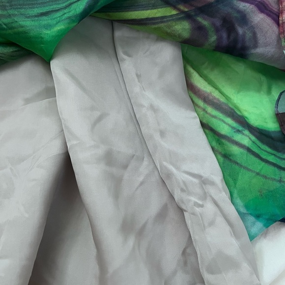 Oleg Cassini 100% Silk Y2K 90s Babydoll Colorful Cocktail Dress size 10 - Picture 13 of 14